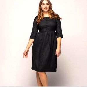 Pyne & Smith Black Linen No. 12 Midi Dress Size L